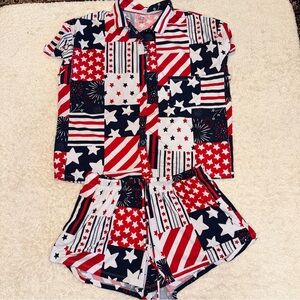 Patriotic Stars and Stripes short set Size Small